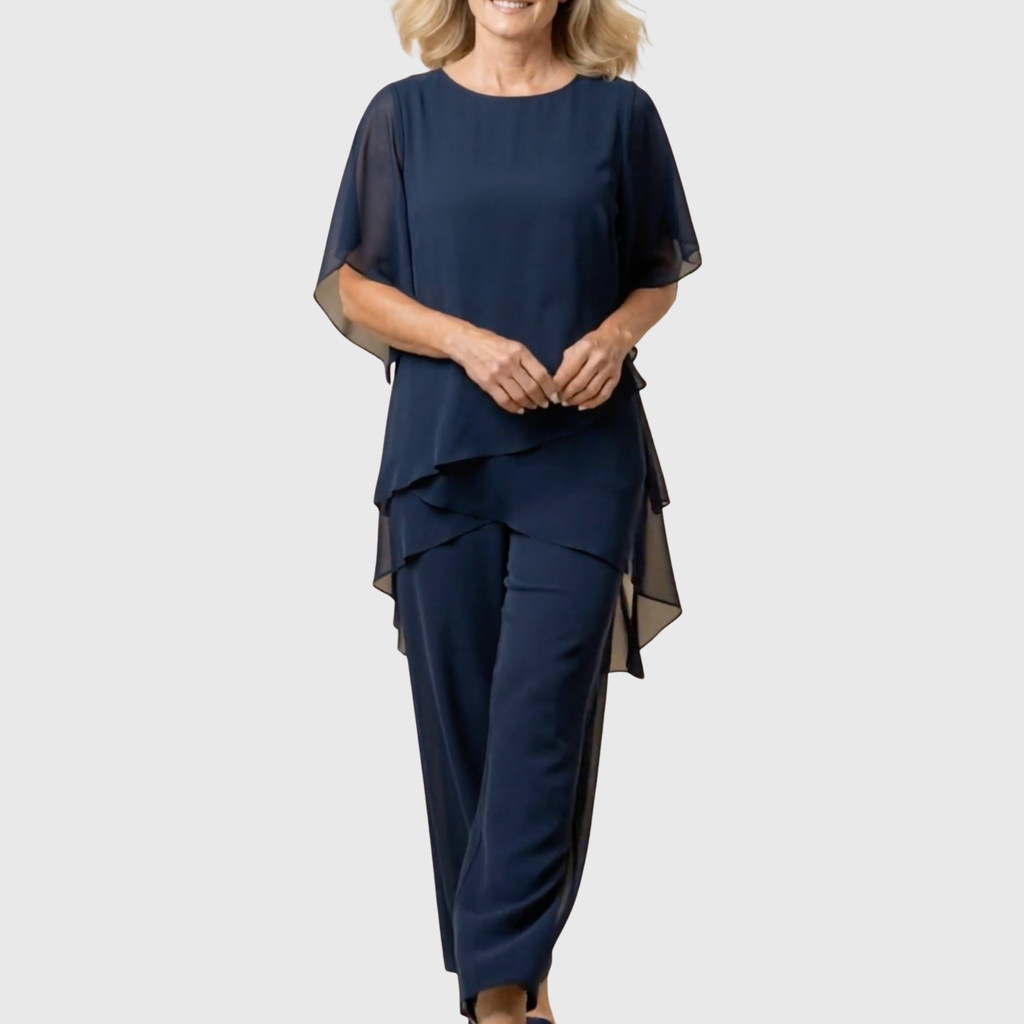 Linda | Suit with draped palazzo trousers