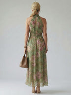 Mirelle | Gathered Halter Midi Dress