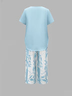 Avy | Casual Leaf Print Two-Piece Set