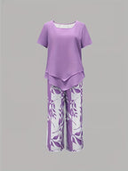 Avy | Casual Leaf Print Two-Piece Set