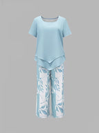 Avy | Casual Leaf Print Two-Piece Set